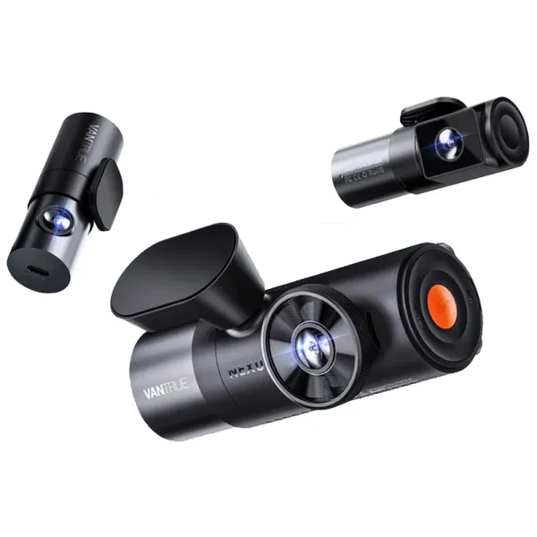 Camera auto cu 4 canale Vantrue N5 fata-spate-interior, WiFi 5GHz, 2.7K + 1080P + 1080P + 1080P, HDR + WDR, control vocal, Night Vision, ecran 3.19&quot;, GPS, G-sensor si monitorizare parcare