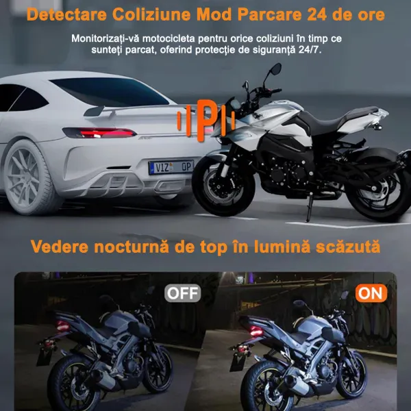 Camera de bord pentru motocicleta Vantrue F1 fata-spate cu WiFi 5GHz, 4K + 1080P, HDR + WDR, impermeabila IP67, Night Vision, GPS si monitorizare parcare