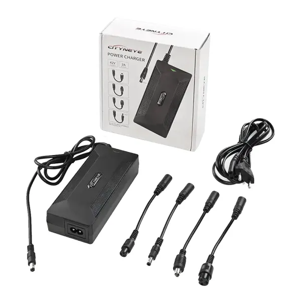 Incarcator baterii Li-ion 42V/2A universal, cu mufe de incarcare DC2.5, DC2.1, aviation 3 pin mama, aviation 3 pin mama