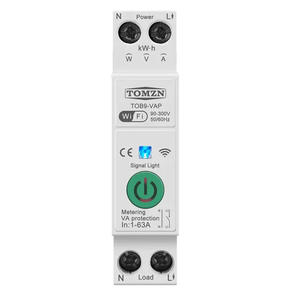 Siguranta inteligenta monofazata cu contor si monitorizare curent 63A, WiFi, compatibila Tuya / Smart Life