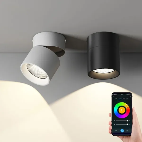 Spot de tavan pliabil si dimabil LED 12W, Smart WiFi, RGB, 3000K-6500K, IP44, 960lm, compatibil Tuya/SmartLife