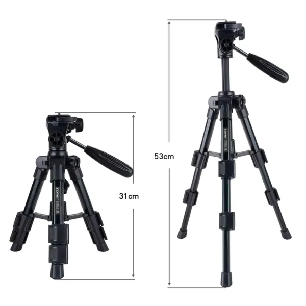 Mini trepied profesional Zomei Q100 Mini din aluminiu cu 3 sectiuni, cap panoramic, greutate maxima suportata 3 kg