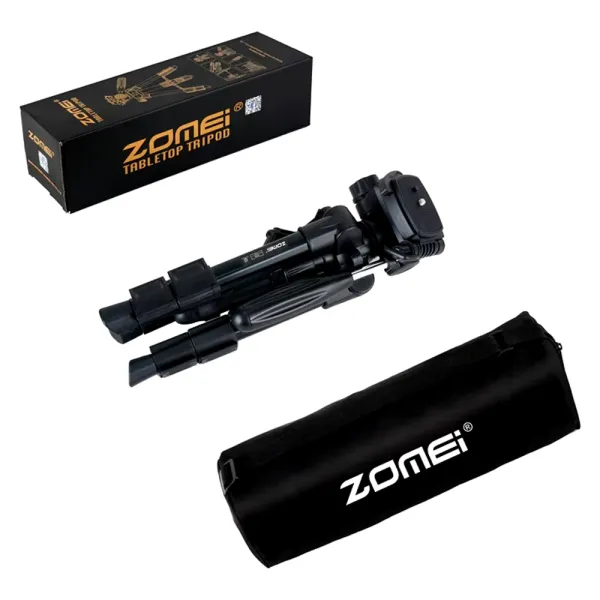 Mini trepied profesional Zomei Q100 Mini din aluminiu cu 3 sectiuni, cap panoramic, greutate maxima suportata 3 kg