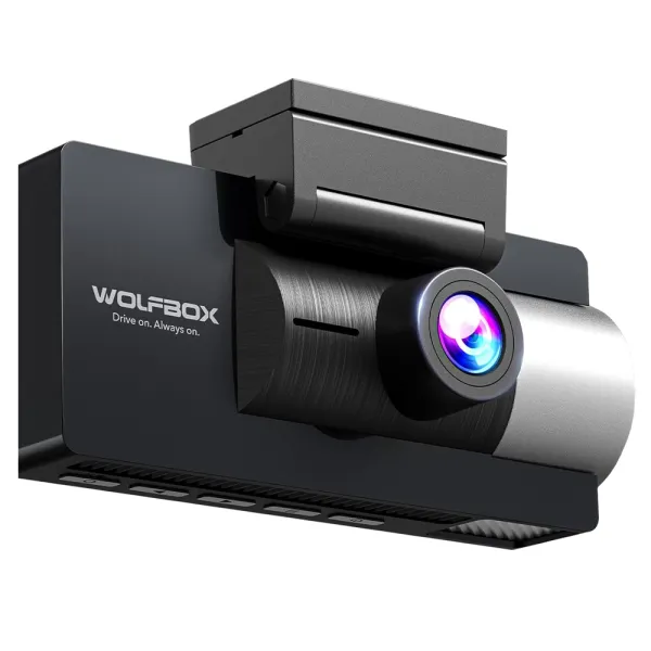 Camera auto de bord Wolfbox i17 cu 3 canale 4K+1080P+1080P, WiFi 5G, Super IR Night Vision, 150°, ecran 3&quot;, GPS, aplicatie dedicata, G-sensor si monitorizare parcare