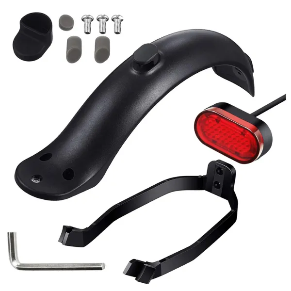 Set complet aparatoare spate inclusiv suport si lumina spate pentru trotinete electrice Xiaomi, Negru