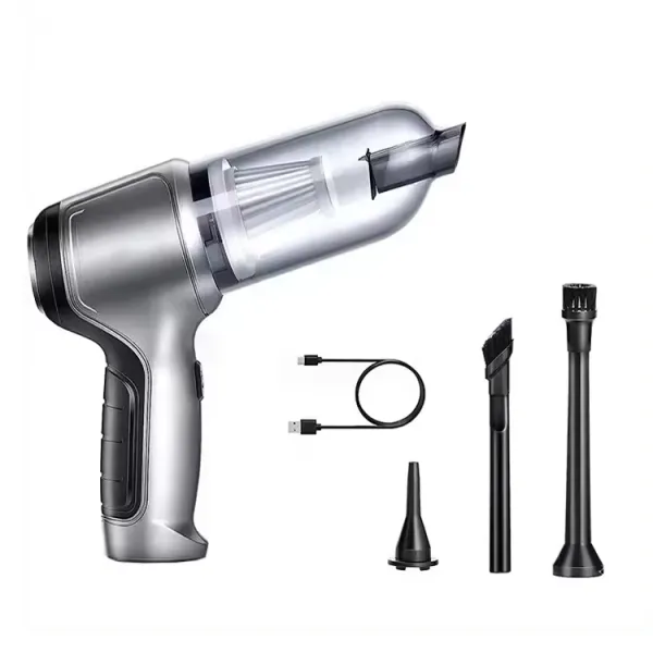 Aspirator auto de mana portabil cu acumulator, umed si uscat, super aspiratie de inalta putere si functie de suflare, 12000 Pa