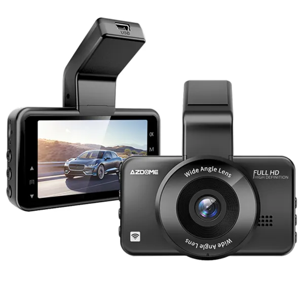 Camera auto de bord AZDOME M17 FHD 1080P, WiFi, Night Vision, 150°, ecran 3&quot;, aplicatie dedicata, G-sensor si monitorizare parcare