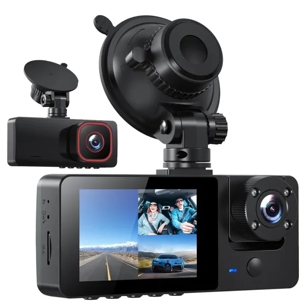 Camera auto de bord Bestsee M22 Pro cu 3 canale 1080P, Super Night Vision, 170°, ecran 2.35&quot;, G-sensor si monitorizare parcare