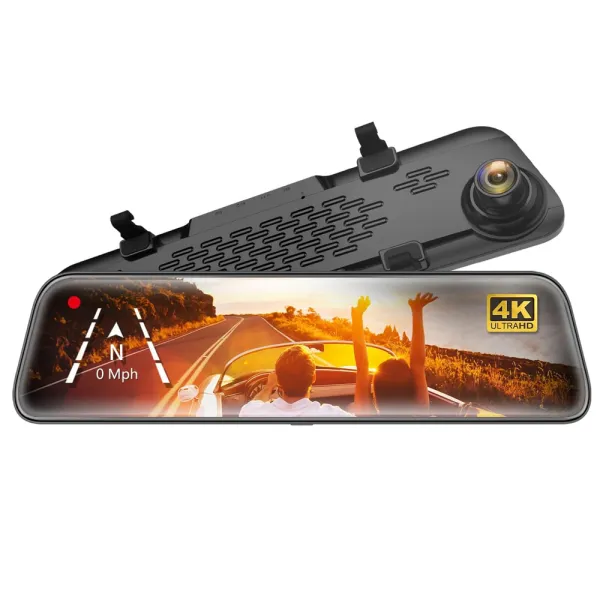 Camera auto tip oglinda, duala fata-spate Wolfbox G840S 2160P, Night Vision, 170°, ecran tactil 12”, GPS, G-Senzor, monitorizare parcare, Card 32GB inclus