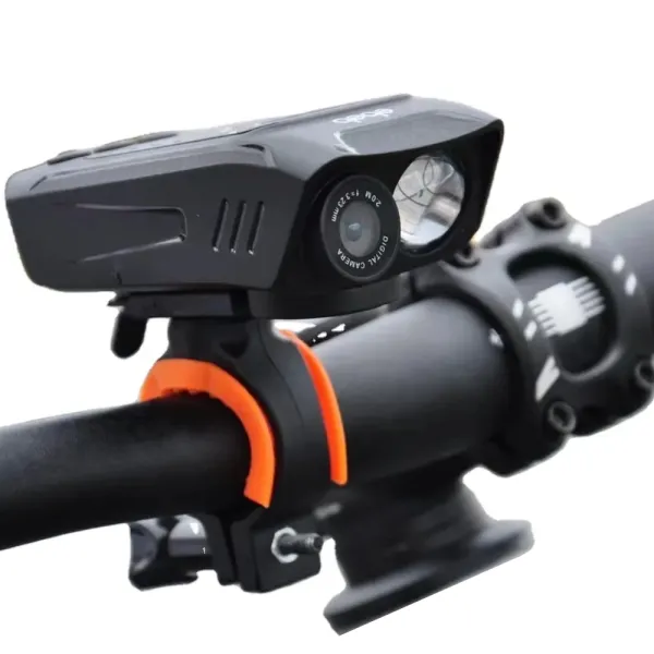 Dispozitiv 3 in 1 cu camera DVR, far LED si claxon pentru bicicleta, trotineta, motocicleta