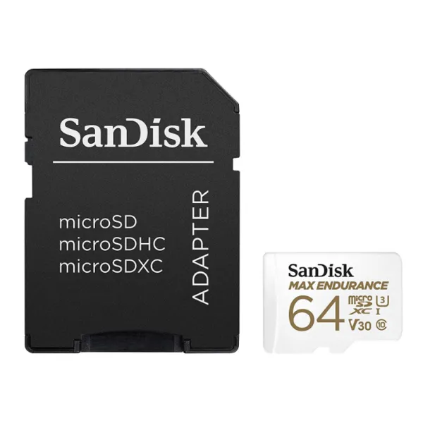 Card de memorie SanDisk micro SD Max Endurance Video 64 GB, Class 10, V30, UHS-I U3 + adaptor