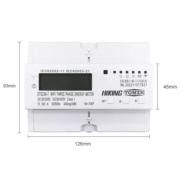 Contor trifazat inteligent IVAP, WiFi pentru monitorizare energie electrica 80A, multifunctional