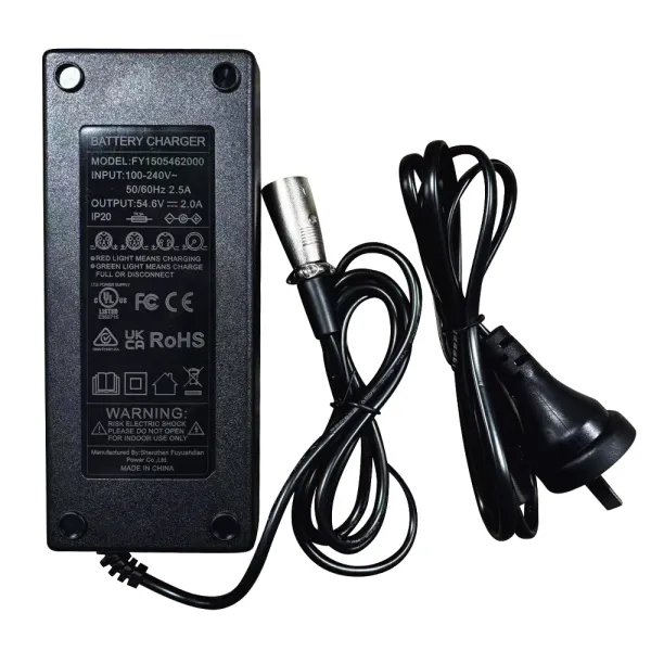 Incarcator pentru trotinete electrice RYDE 500 Booster 48V, input 100-240V 50/60Hz 2.5A, output DC54.6V 2.0A 109.2W, mufa XLR