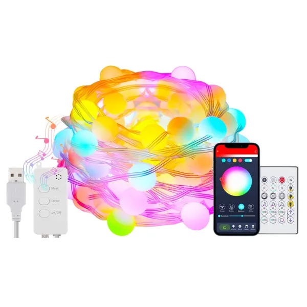 Instalatie luminoasa LED pentru exterior, 33 LED RGB, IP65, 5 metri, compatibila cu Tuya, SmartLife