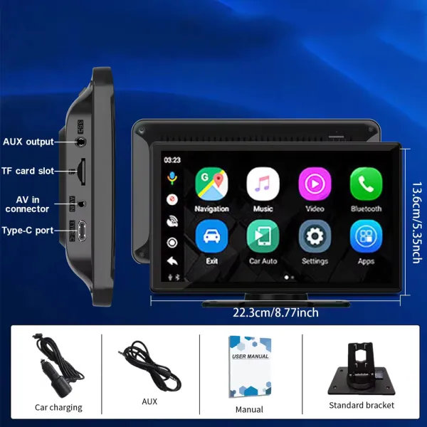 Sistem multimedia pentru masina, de 9 inchi, Bluetooth, FM, Wireless Apple Carplay si Android Auto incorporate