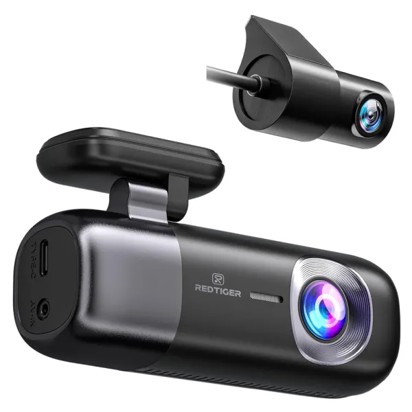 Camera auto de bord duala REDTIGER F9 4K+1080P, WiFi, Night Vision, 170°, GPS, aplicatie dedicata, G-sensor si monitorizare parcare