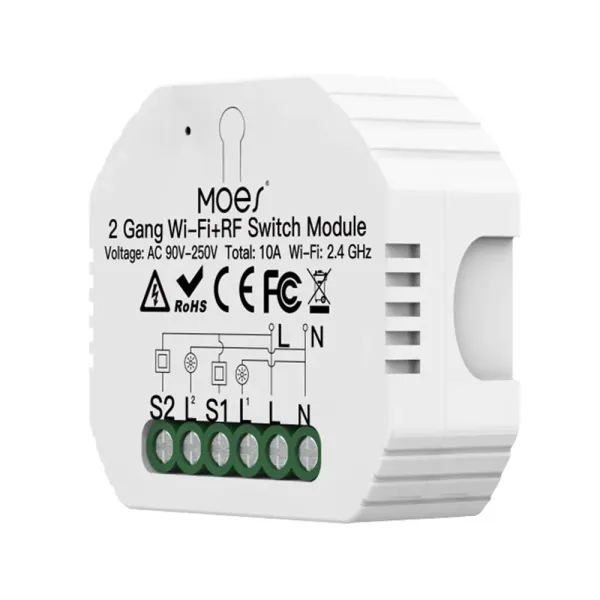 Releu inteligent smart WiFi cu 2 canale, DIY, compatibil Tuya/SmartLife