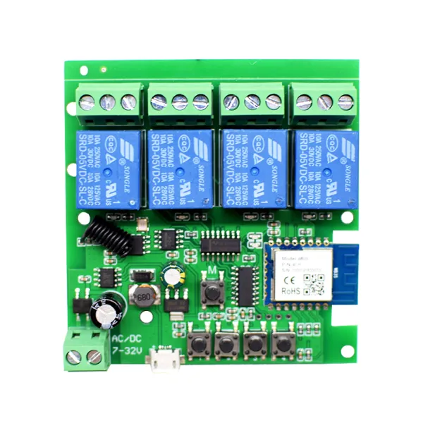 Releu inteligent smart WiFi cu 3 mode-uri si 4 canale, DIY, 85-250V, compatibil Tuya/SmartLife