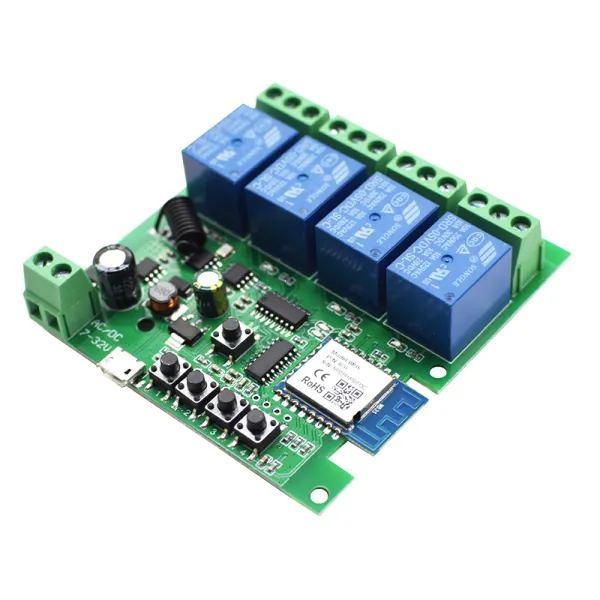 Releu inteligent smart WiFi cu 3 mode-uri si 4 canale, DIY, 85-250V, compatibil Tuya/SmartLife