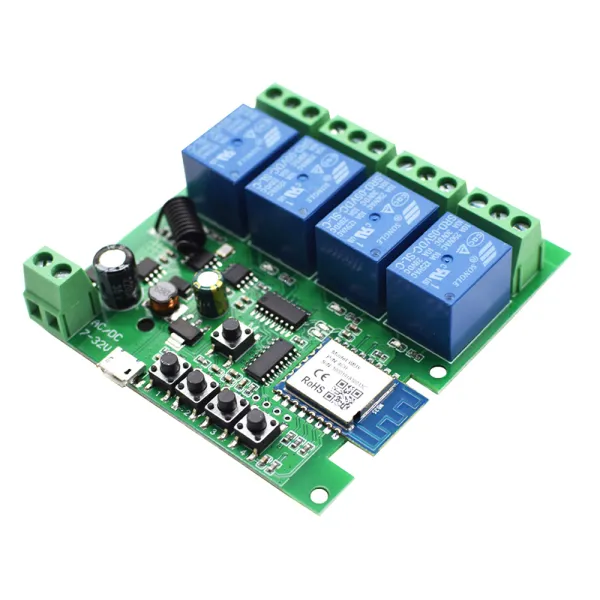 Releu inteligent smart WiFi cu 3 mode-uri si 4 canale, DIY, 7-32V, compatibil Tuya/SmartLife