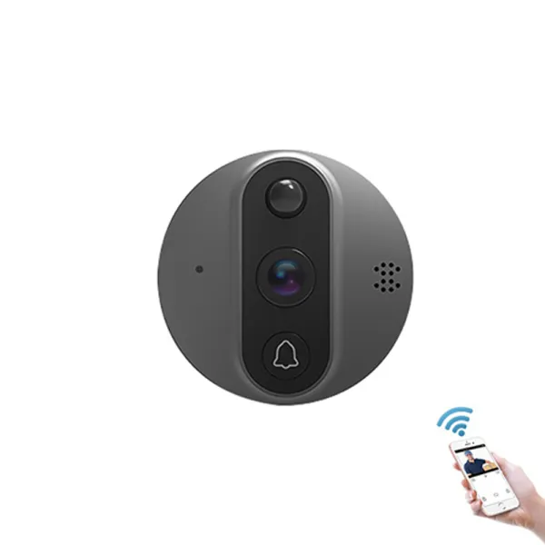 Sonerie video inteligenta WiFi cu unitate interioara LCD, card 32Gb, baterie, compatibila Tuya