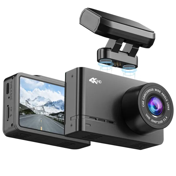 Camera auto de bord fata-spate Wolfbox D07 4K, WiFi, Night Vision, 170°, ecran 2.45&quot;, GPS, aplicatie dedicata, G-sensor si monitorizare parcare