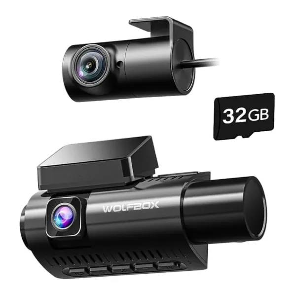 Camera auto de bord Wolfbox i07 4K+1080P, WiFi, Super IR Night Vision, 150°, ecran 3&quot;, GPS, aplicatie dedicata, G-sensor si monitorizare parcare