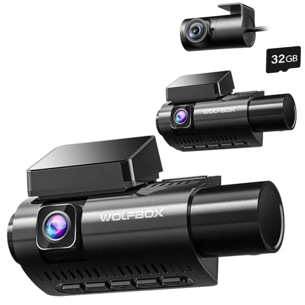 Camera auto de bord Wolfbox i07 4K+1080P, WiFi, Super IR Night Vision, 150°, ecran 3&quot;, GPS, aplicatie dedicata, G-sensor si monitorizare parcare