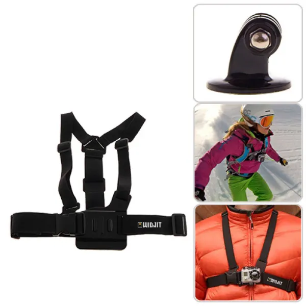 Ham pentru piept cu surub pivot Widjit pentru camere video sport (Negru)