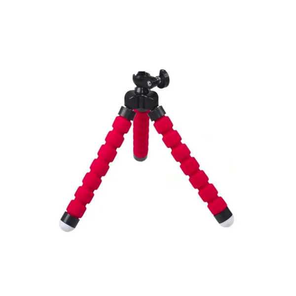 Mini trepied flexibil cu picioare puternice si filet universal (Rosu)