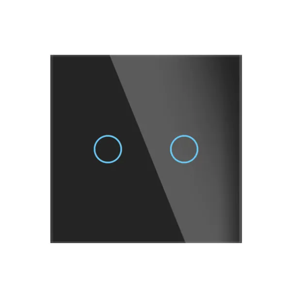intrerupator wireless tactil negru cu doua butoane