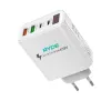 Incarcator rapid 45W cu afisaj LED, 2x USB-C, 2x USB-A, pentru telefon, tableta, GPS, Negru / Alb