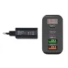 Incarcator rapid 45W cu afisaj LED, 2x USB-C, 2x USB-A, pentru telefon, tableta, GPS, Negru / Alb