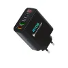 Incarcator rapid 45W cu afisaj LED, 2x USB-C, 2x USB-A, pentru telefon, tableta, GPS, Negru / Alb 