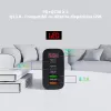 Incarcator rapid 45W cu afisaj LED, 2x USB-C, 2x USB-A, pentru telefon, tableta, GPS, Negru / Alb