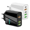 Incarcator auto rapid 65W 2x USB-C, 3x USB-A, pentru telefon, tableta, GPS, Alb /  Negru