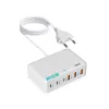 Incarcator rapid USB-C 100W cu 6 porturi incarcare simultana, ideal pentru laptop, tableta, telefon, Alb / Negru