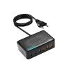 Incarcator rapid USB-C 100W cu 6 porturi incarcare simultana, ideal pentru laptop, tableta, telefon, Alb / Negru 